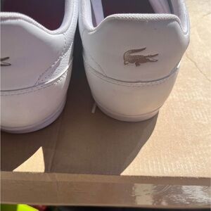 Lacoste White Leather Sneakers with Gold Logo